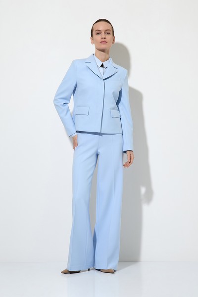 Укороченный жакет со скрытой застежкой , пол женский, цвет голубой, фото №2