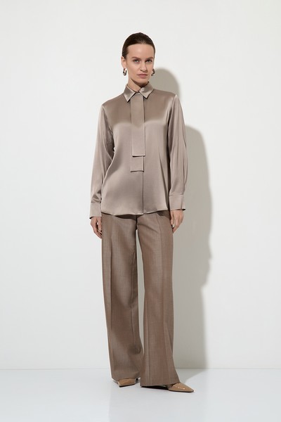 Блузка со съемным галстуком VASSA&Co, пол женский, цвет серый, фото №6