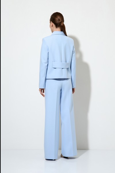 Укороченный жакет со скрытой застежкой , пол женский, цвет голубой, фото №5