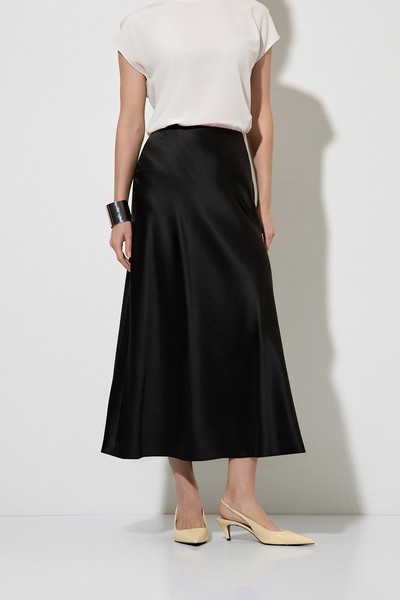 Юбка из атласного материала VASSA&Co, пол женский, цвет черный, фото №3