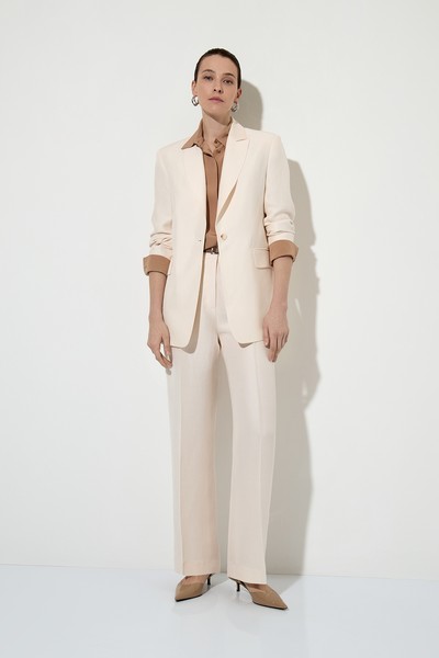 Однобортный жакет из полульна , пол женский, цвет молочный, фото №2