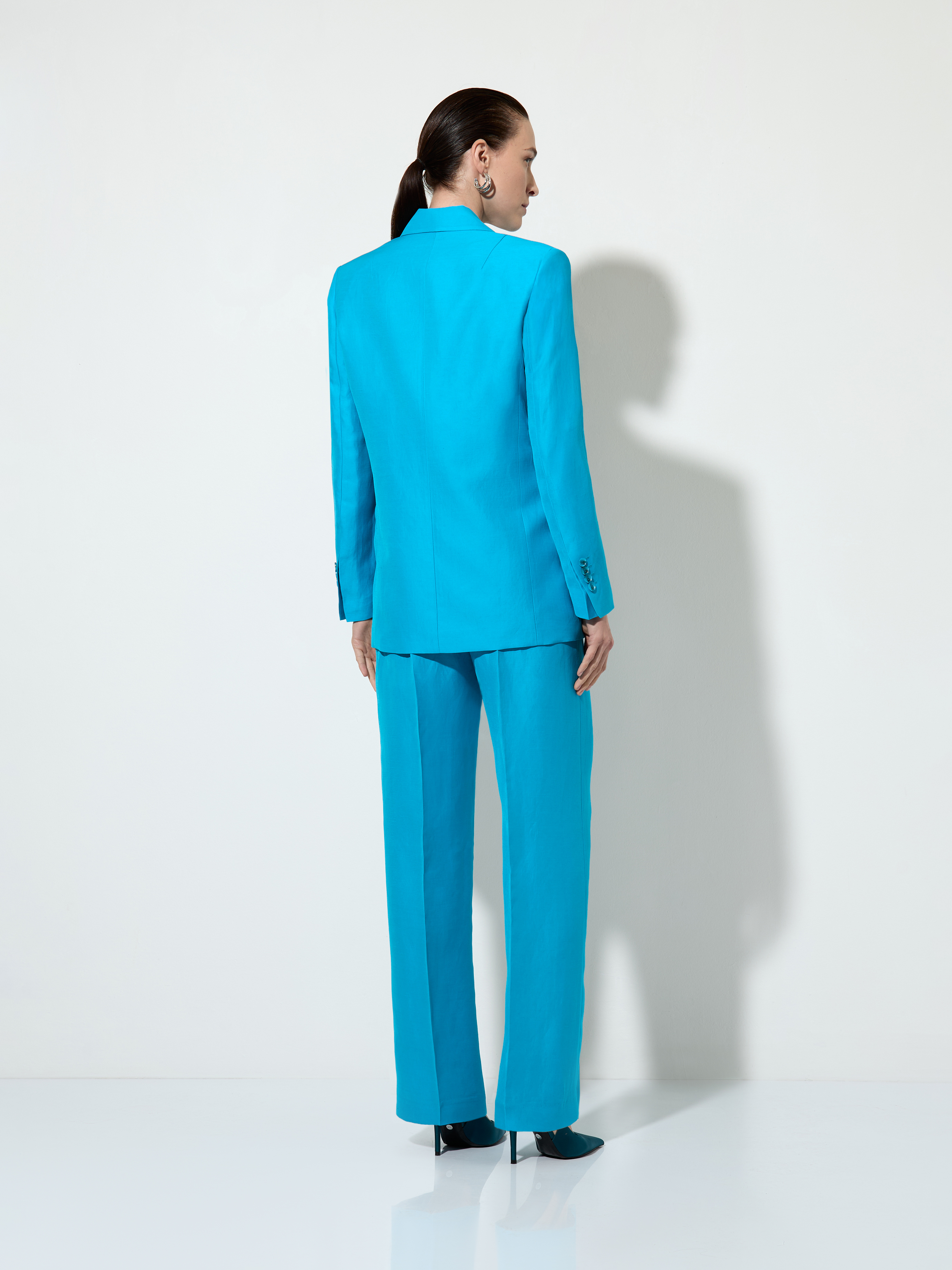 Half-linen trousers , пол female, цвет голубой, фото №7