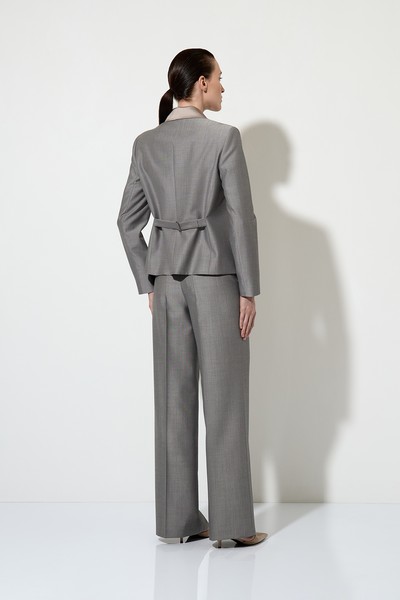 Жакет с отделкой из атласа VASSA&Co, пол женский, цвет серый, фото №13