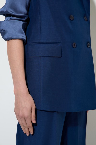 Удлиненный жилет свободного силуэта , пол женский, цвет синий, фото №5