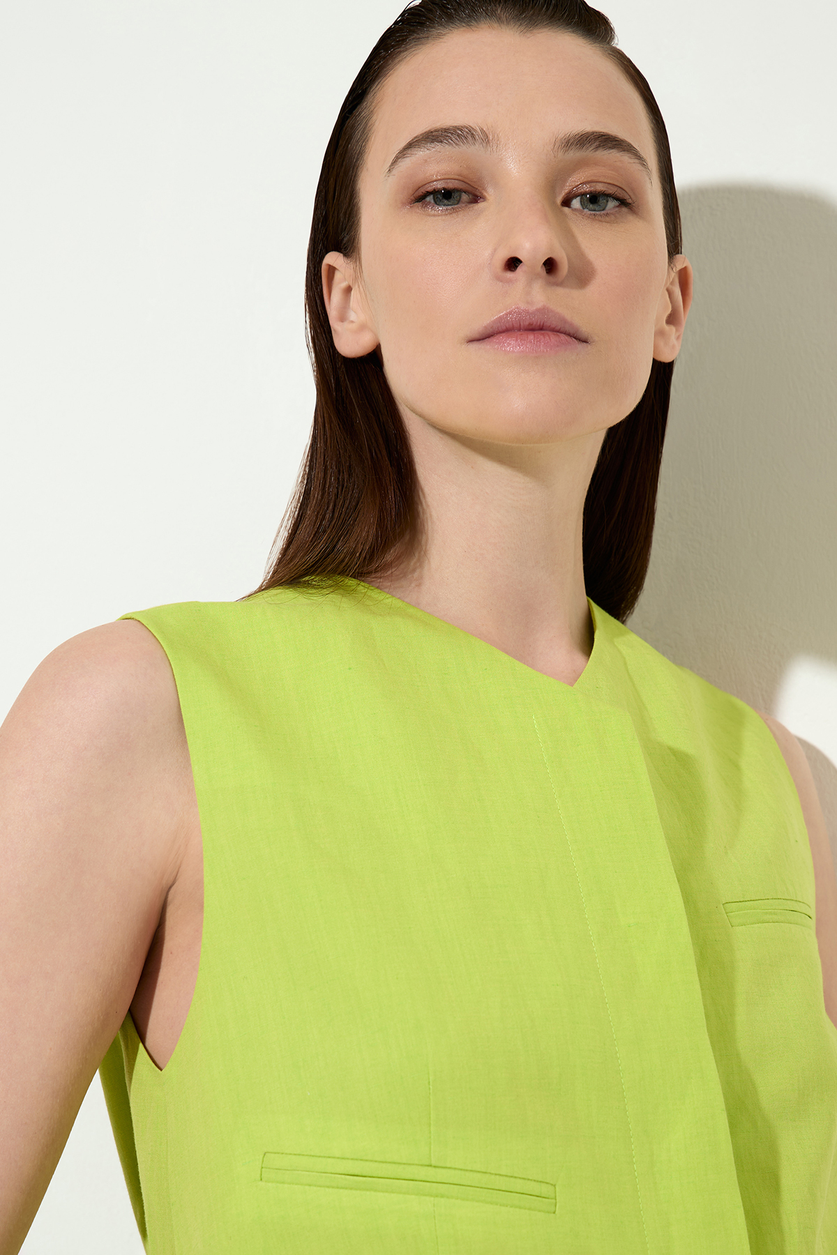 Half-linen vest VASSA&Co, пол female, цвет зеленый, фото №3