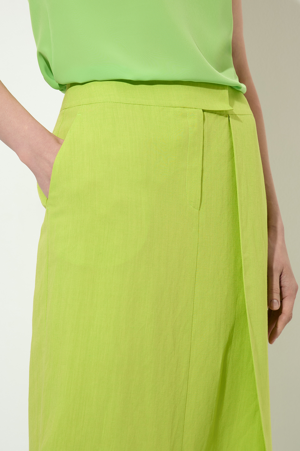 Half-linen skirt , пол female, цвет зеленый, фото №3