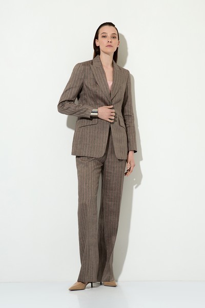 Single-breasted linen jacket VASSA&Co, пол female, цвет серый, фото №5