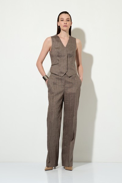 Linen trousers VASSA&Co, пол female, цвет серый, фото №2