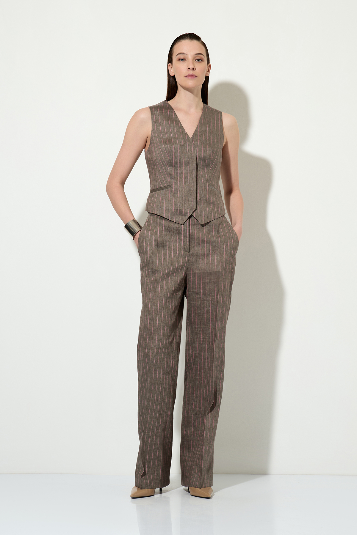 Linen vest VASSA&Co, пол female, цвет серый, фото №3