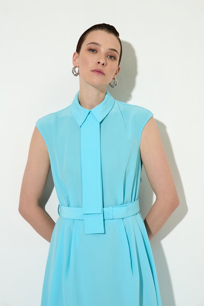 Платье-рубашка со съемным галстуком , пол женский, цвет голубой, фото №2