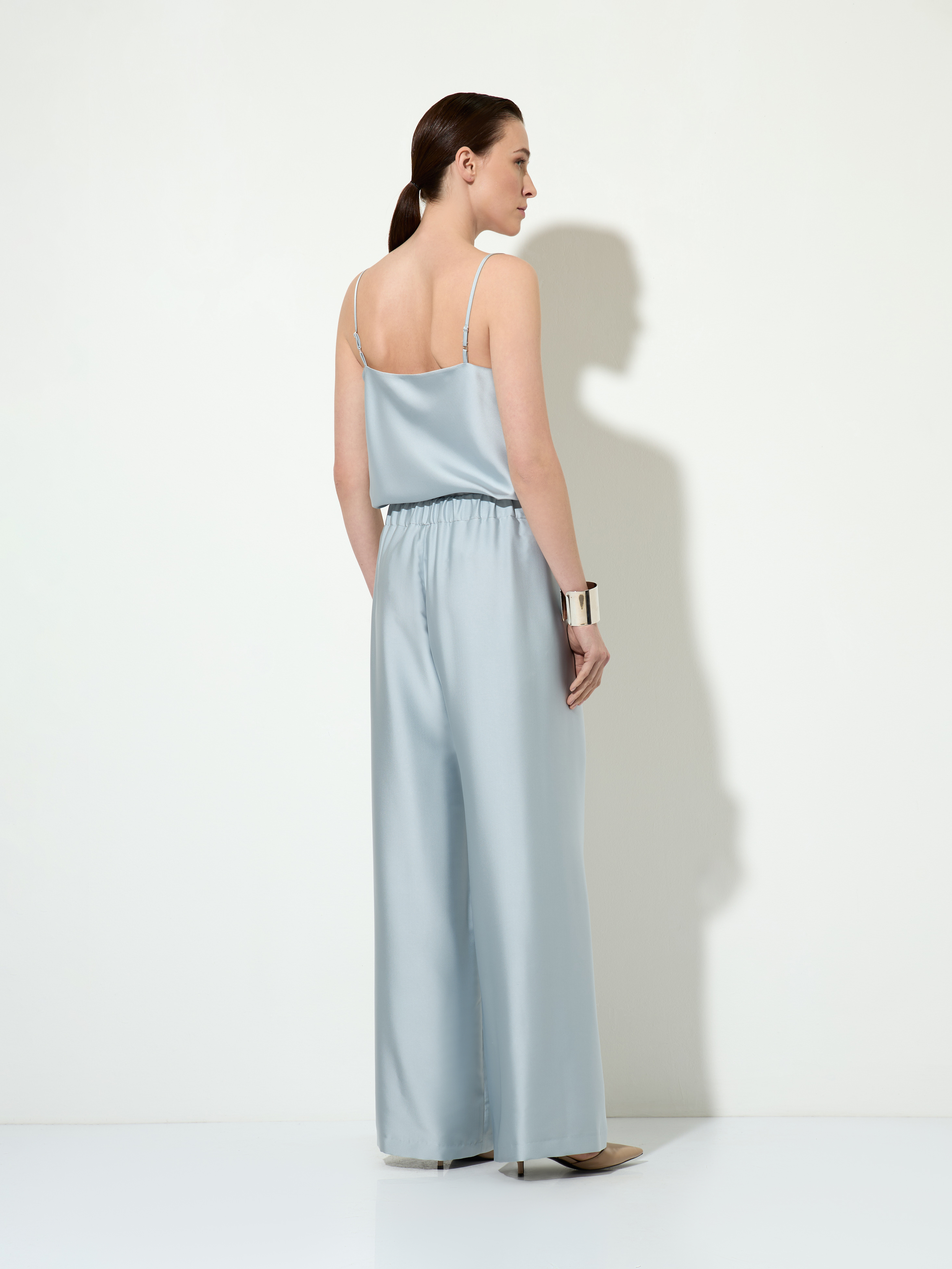 Брюки в пижамном стиле VASSA&Co, пол женский, цвет голубой, фото №4