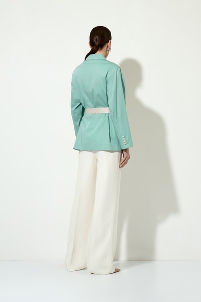 Cotton jacket with belt VASSA&Co, пол female, цвет зеленый, фото №3