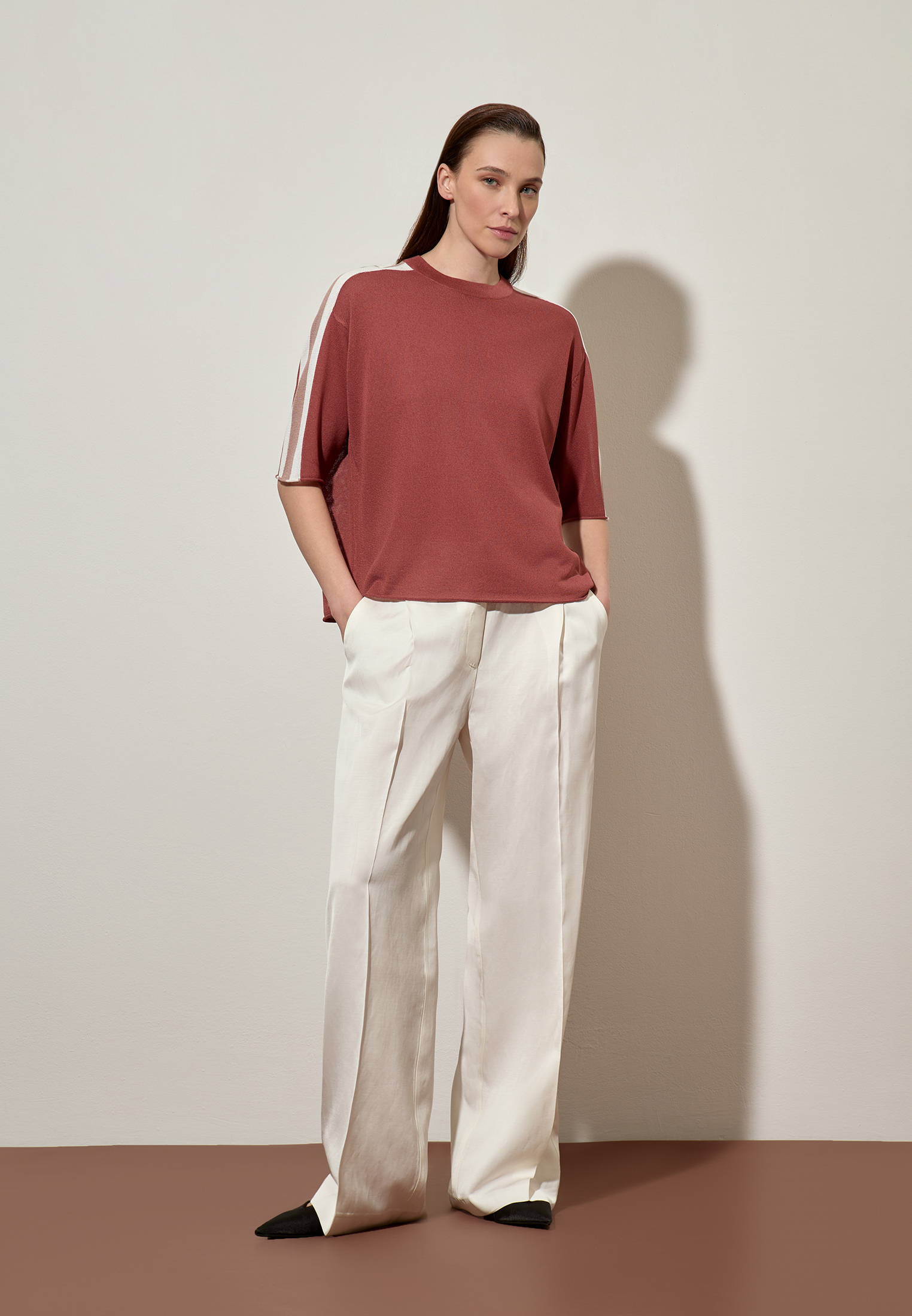 Джемпер из вискозы и шелка VASSA CODE, пол female, цвет brown, фото №2