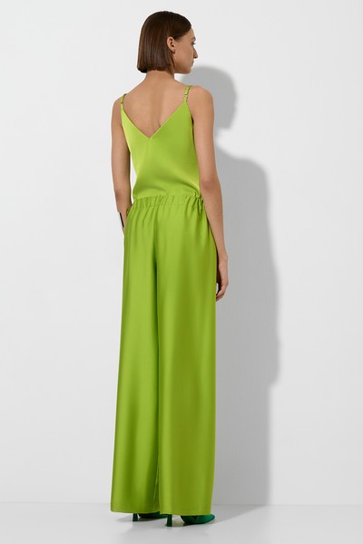 Брюки в пижамном стиле , пол женский, цвет зеленый, фото №2