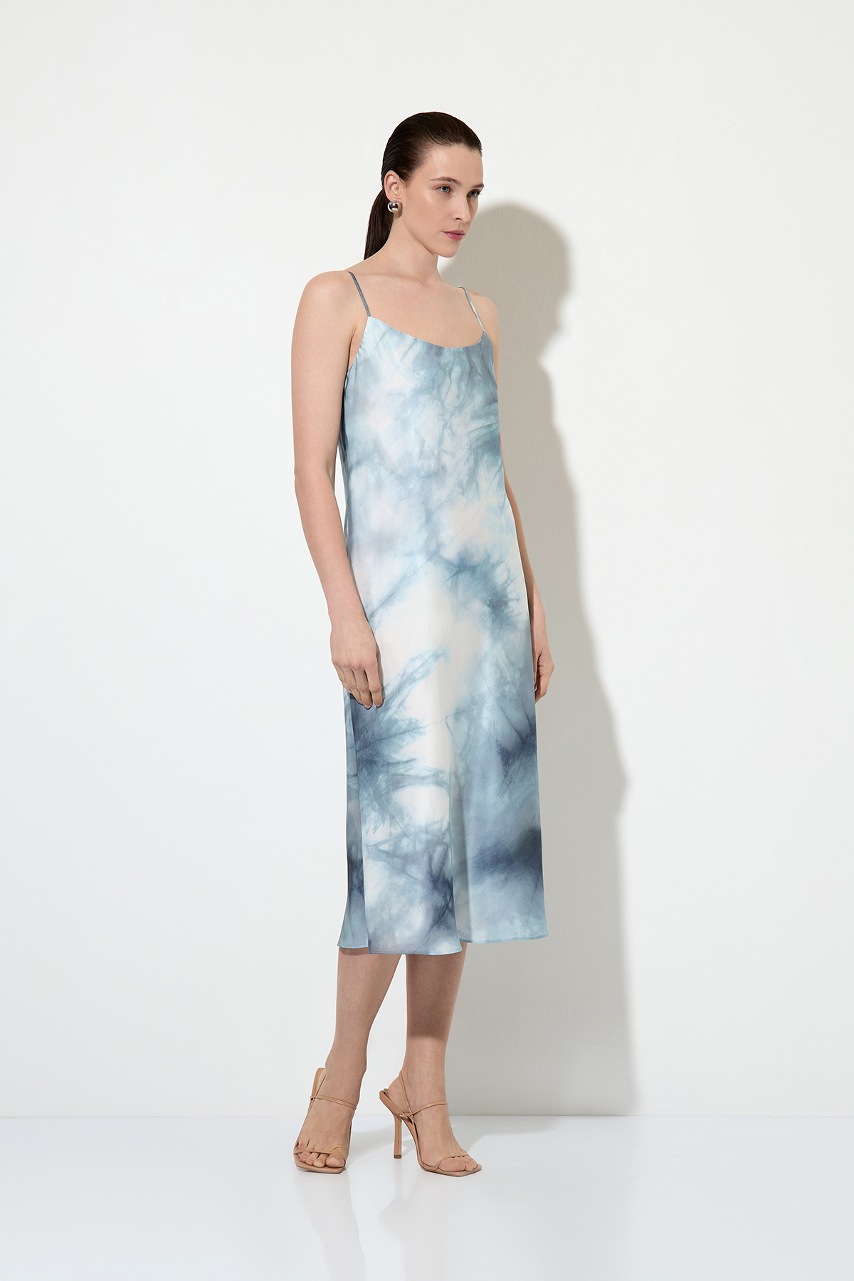 Silk combination dress , пол female, цвет серый, фото №5