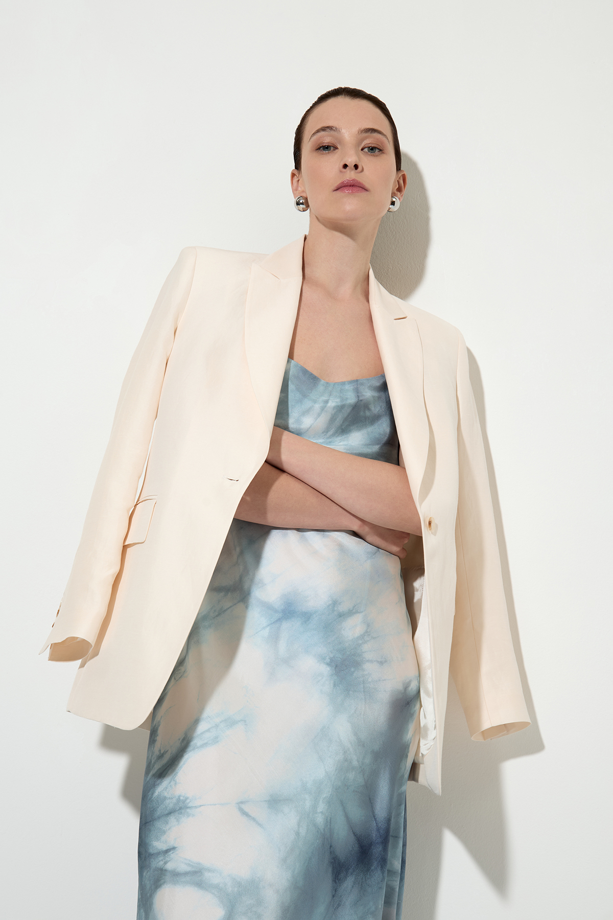 Silk combination dress , пол female, цвет серый, фото №3