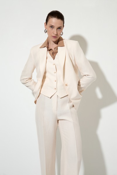 Классический жилет из полульна , пол женский, цвет молочный, фото №2