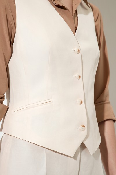 Классический жилет из полульна , пол женский, цвет молочный, фото №4