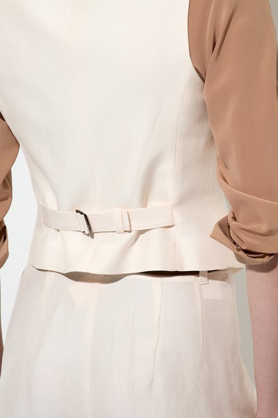 Классический жилет из полульна , пол женский, цвет молочный, фото №5