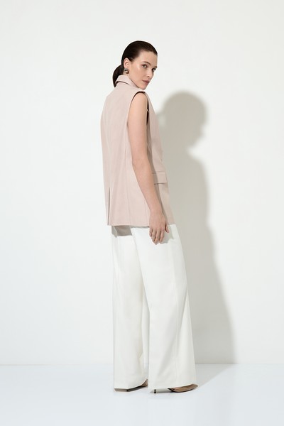 Удлиненный жилет свободного силуэта , пол женский, цвет бежевый, фото №2