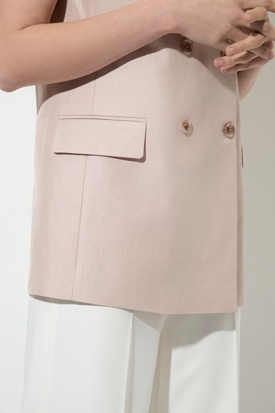 Удлиненный жилет свободного силуэта , пол женский, цвет бежевый, фото №3