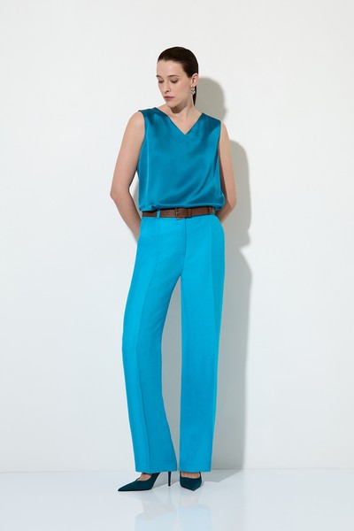 Half-linen trousers , пол female, цвет голубой, фото №4