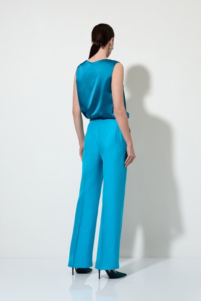 Half-linen trousers , пол female, цвет голубой, фото №6