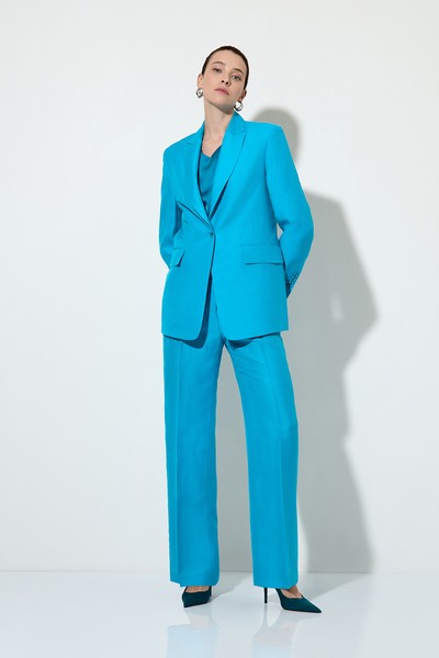 Half-linen trousers , пол female, цвет голубой, фото №3