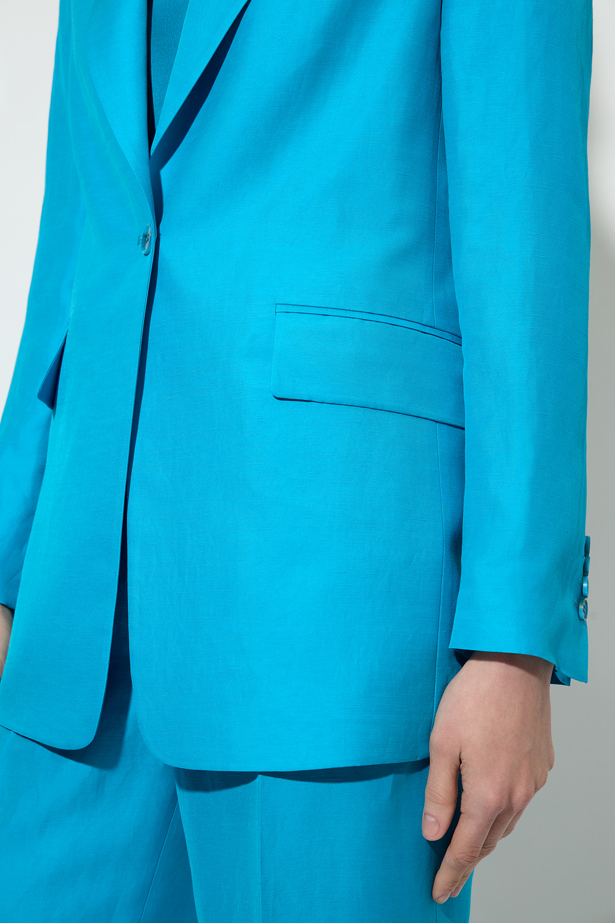 Half-linen jacket , пол female, цвет голубой, фото №3