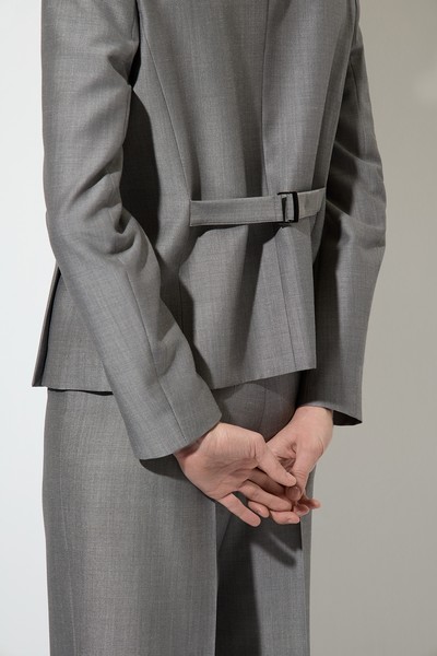 Жакет с отделкой из атласа VASSA&Co, пол женский, цвет серый, фото №3