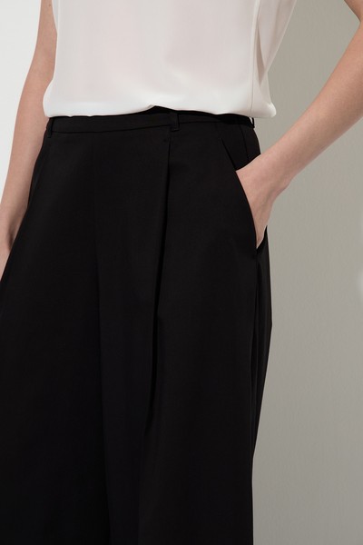 Wide cotton trousers VASSA&Co, пол female, цвет black, фото №4