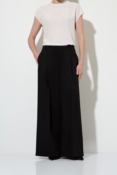 Wide cotton trousers VASSA&Co, пол female, цвет black, фото №3