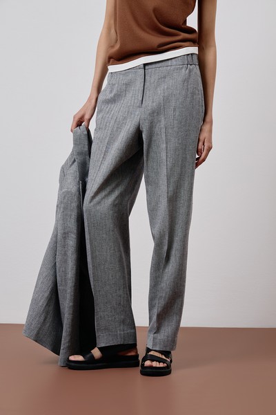 Брюки из льна и хлопка VASSA CODE, пол female, цвет серый, фото №4