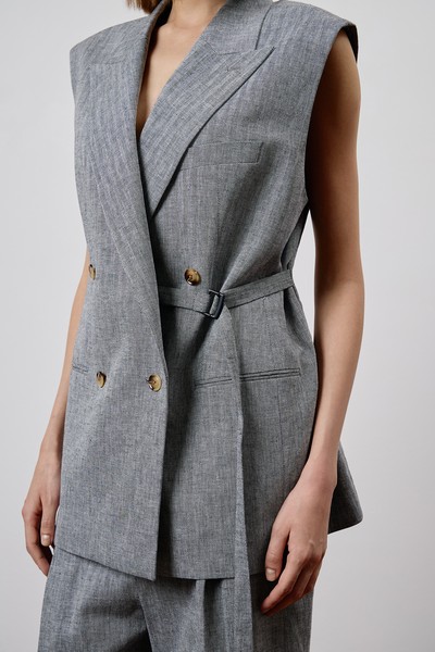 Жилет с асимметричным запахом VASSA CODE, пол female, цвет серый, фото №2