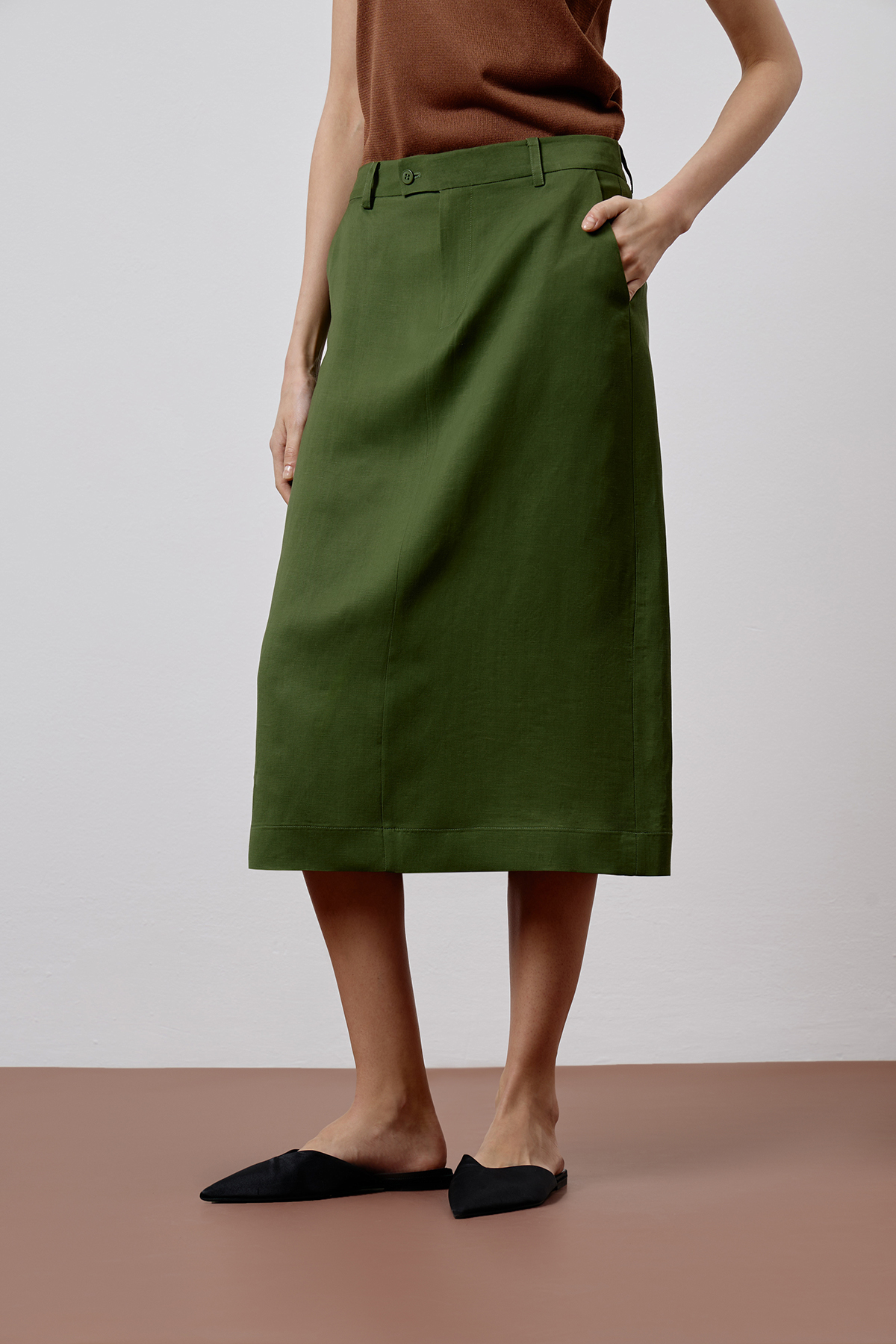 Юбка с запахом на спинке VASSA CODE, пол женский, цвет зеленый, фото №3