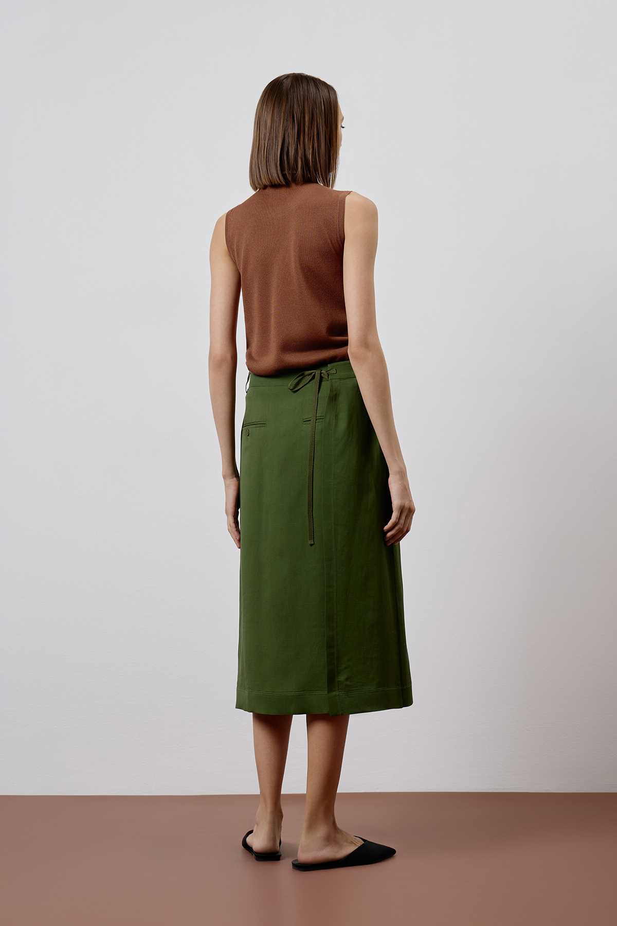 Юбка с запахом на спинке VASSA CODE, пол женский, цвет зеленый, фото №4