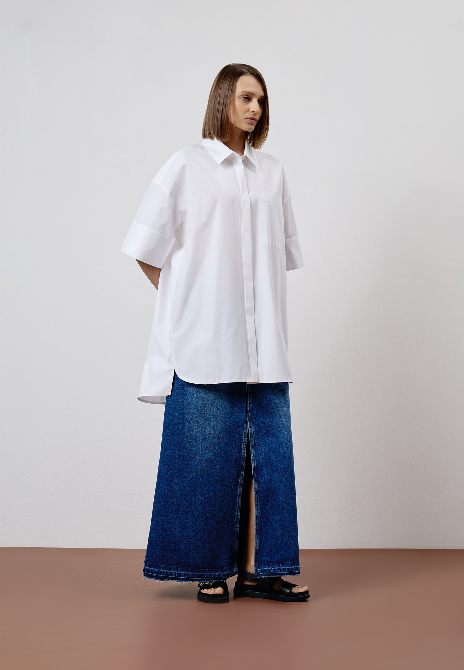 Удлиненная рубашка VASSA CODE, пол female, цвет white, фото №2