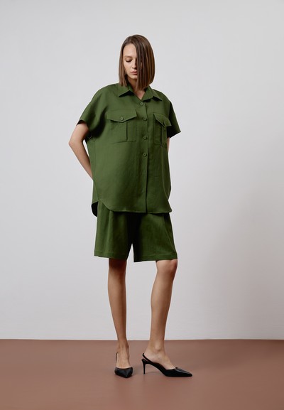 Шорты VASSA CODE, пол женский, цвет зеленый, фото №4