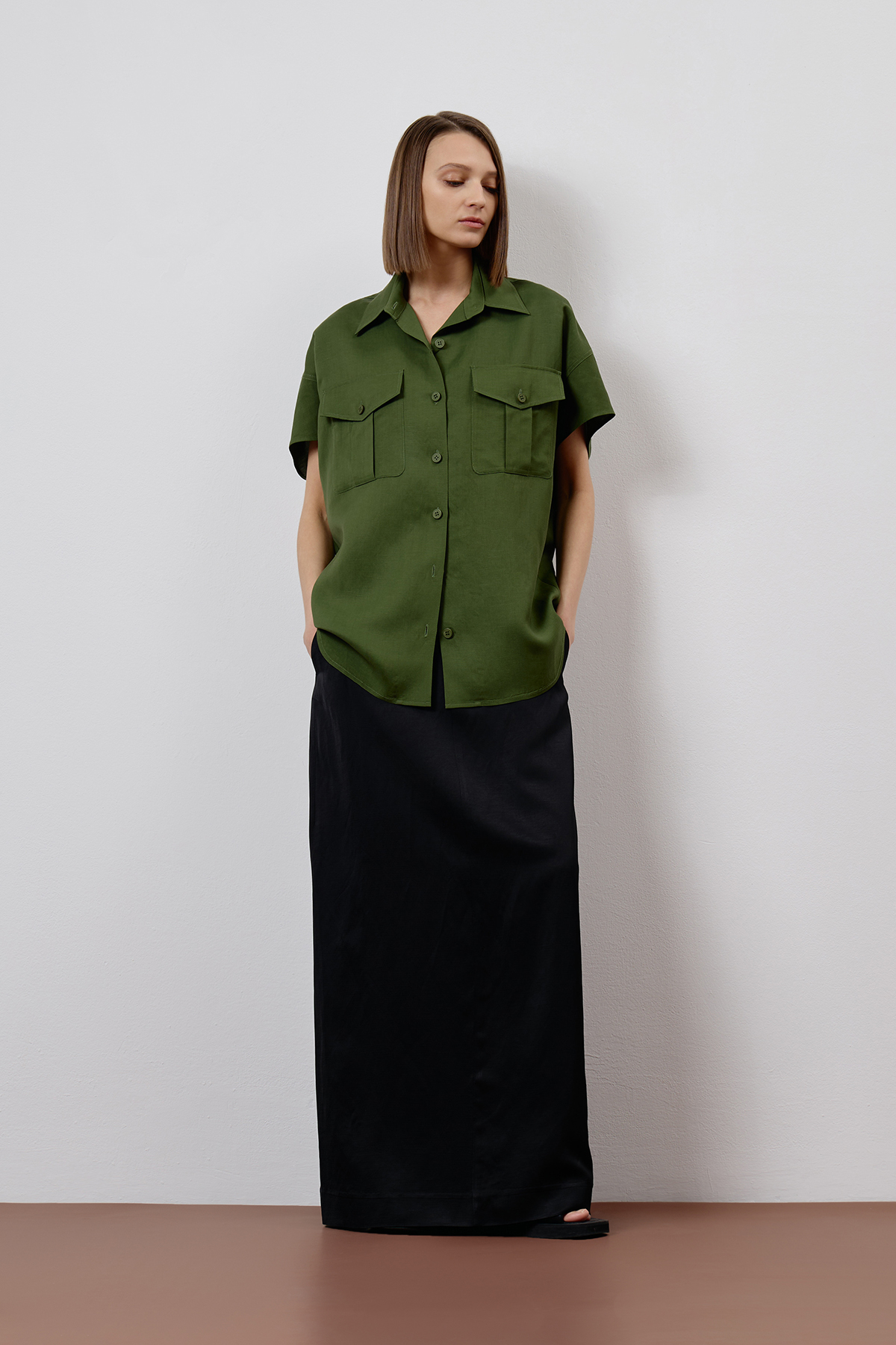 Рубашка VASSA CODE, пол female, цвет зеленый, фото №3