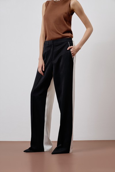 Брюки с контрастными полосами VASSA CODE, пол female, цвет black, фото №2