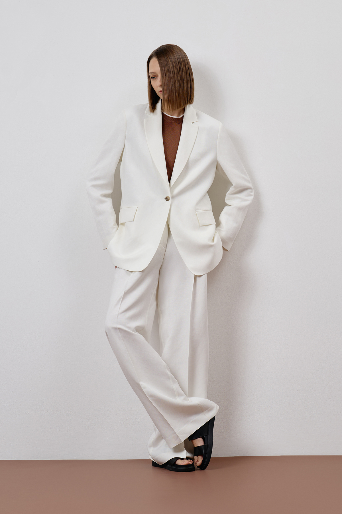 Жакет из вискозы и льна VASSA CODE, пол female, цвет white, фото №2