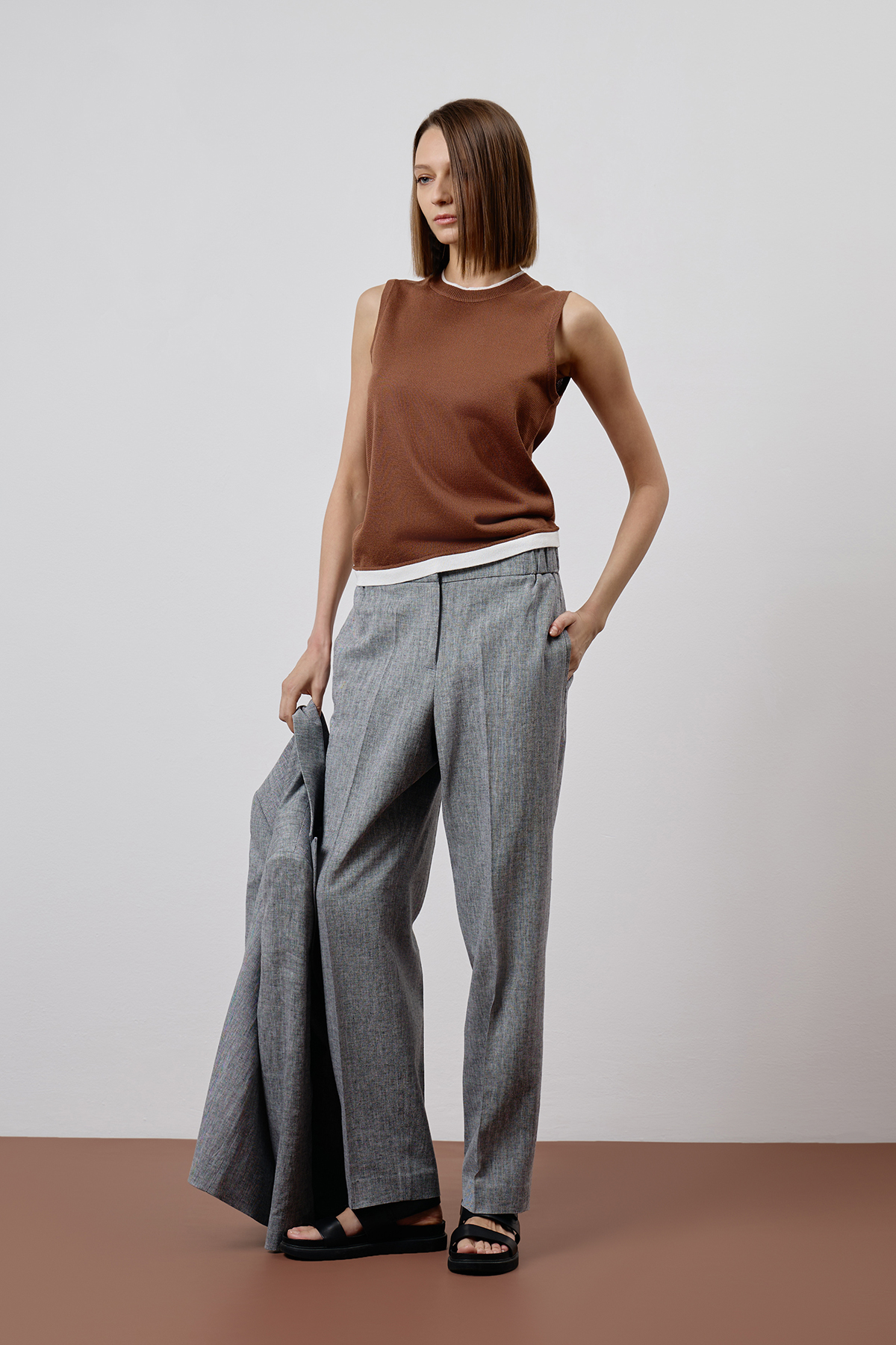 Топ VASSA CODE, пол женский, цвет коричневый, фото №3