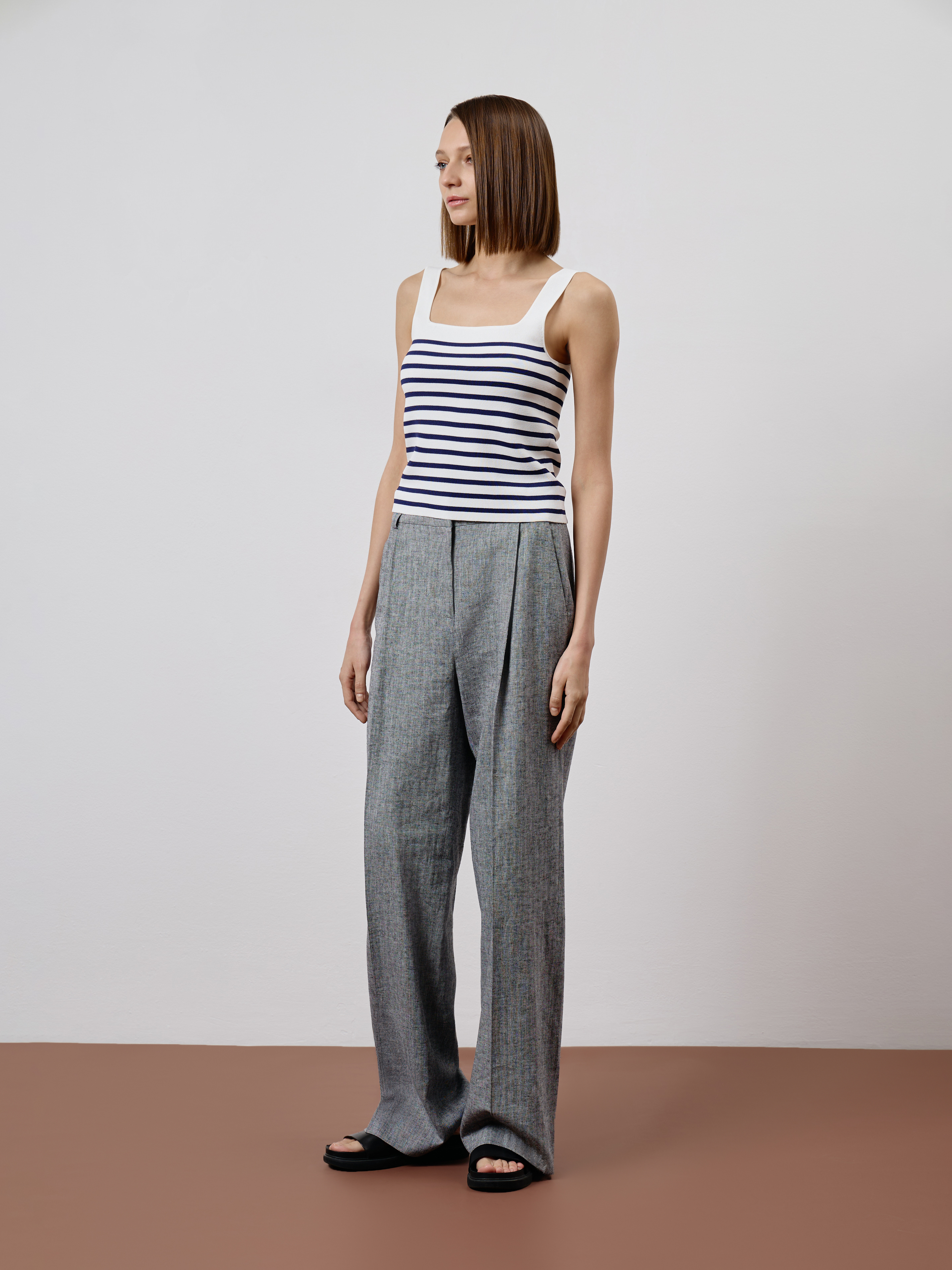 Топ в полоску VASSA CODE, пол женский, цвет белый, фото №3