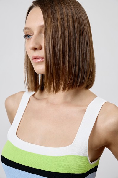 Топ в полоску VASSA CODE, пол female, цвет зеленый, фото №4