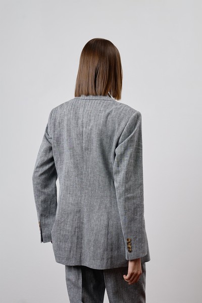 Однобортный жакет из льна и хлопка VASSA CODE, пол female, цвет серый, фото №9