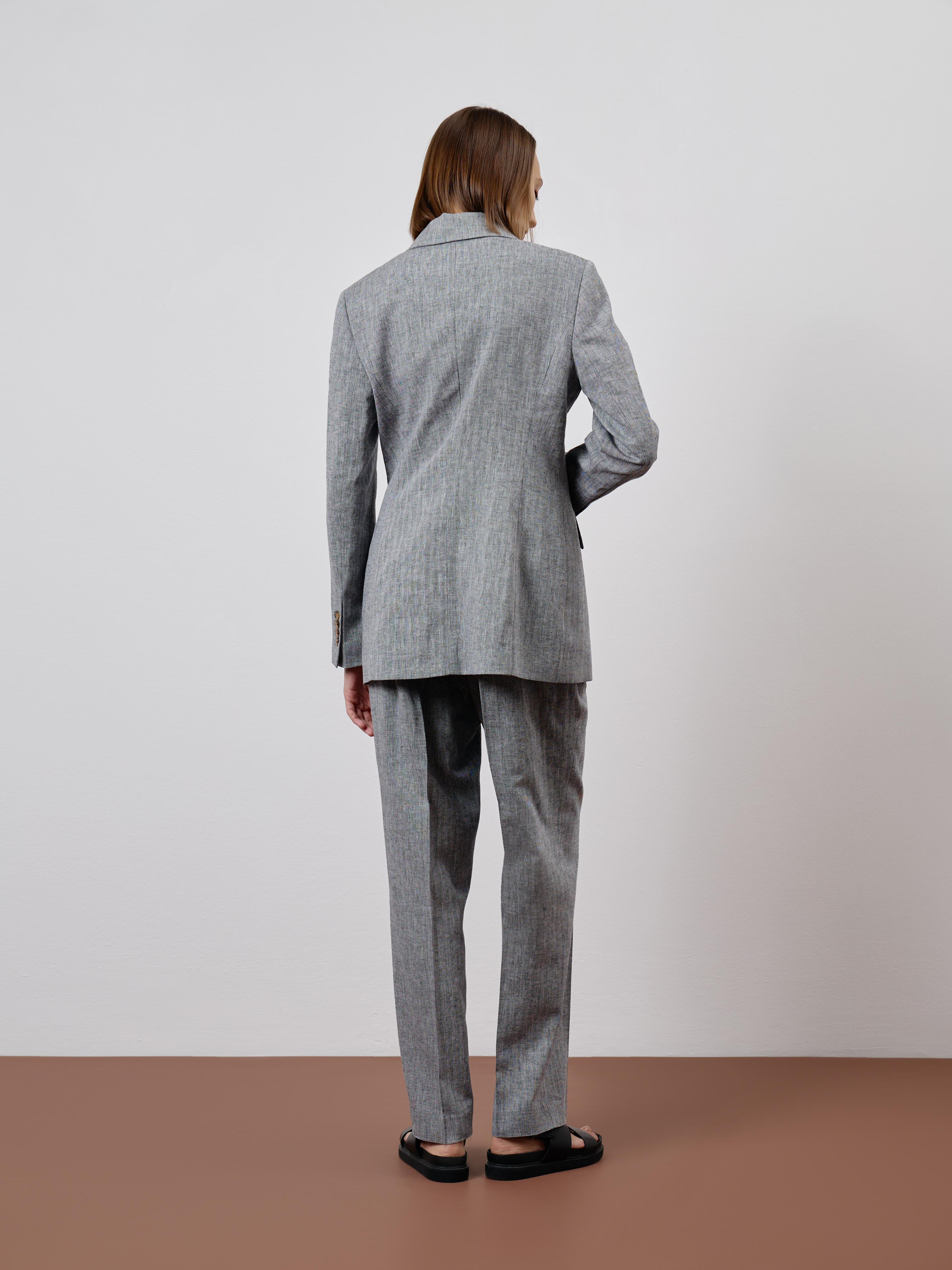 Брюки из льна и хлопка VASSA CODE, пол female, цвет серый, фото №8