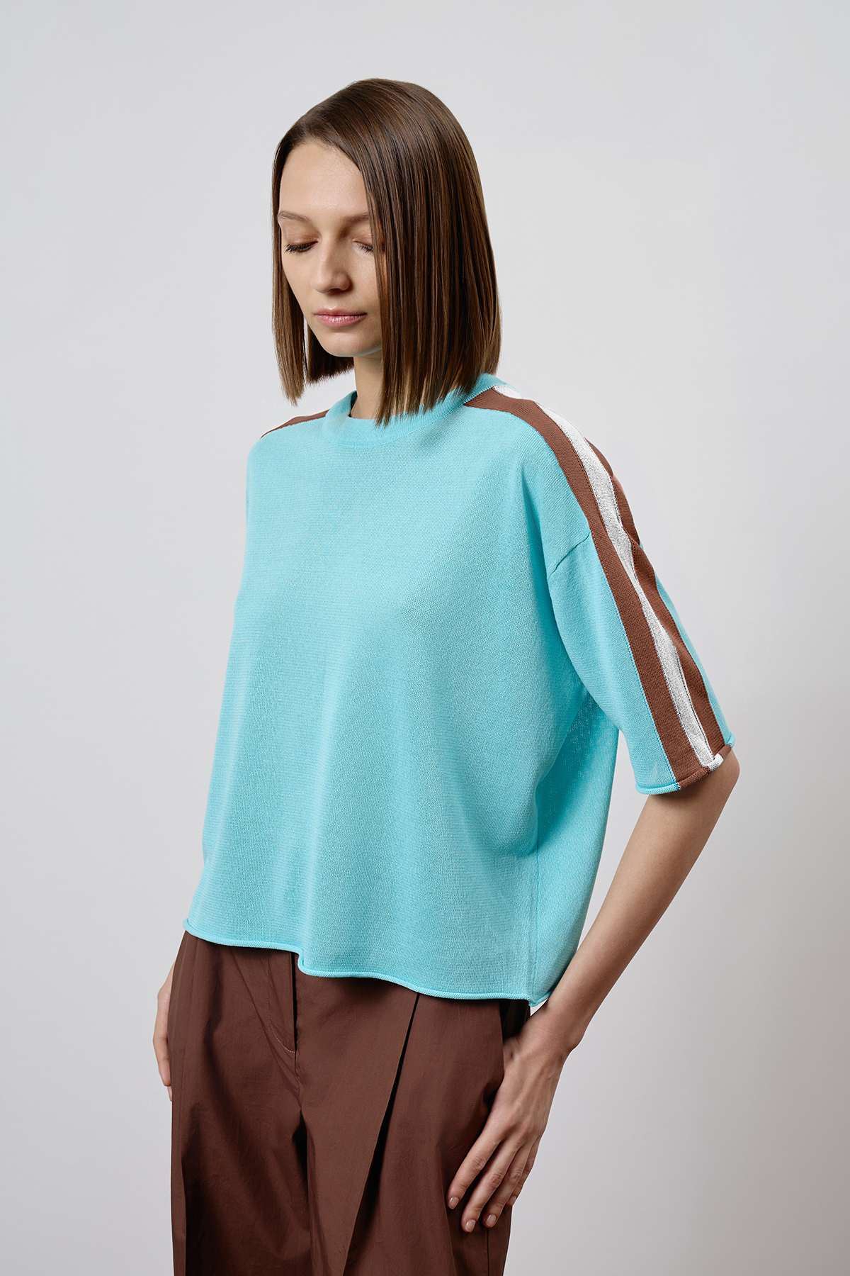 Джемпер VASSA CODE, пол female, цвет голубой, фото №4