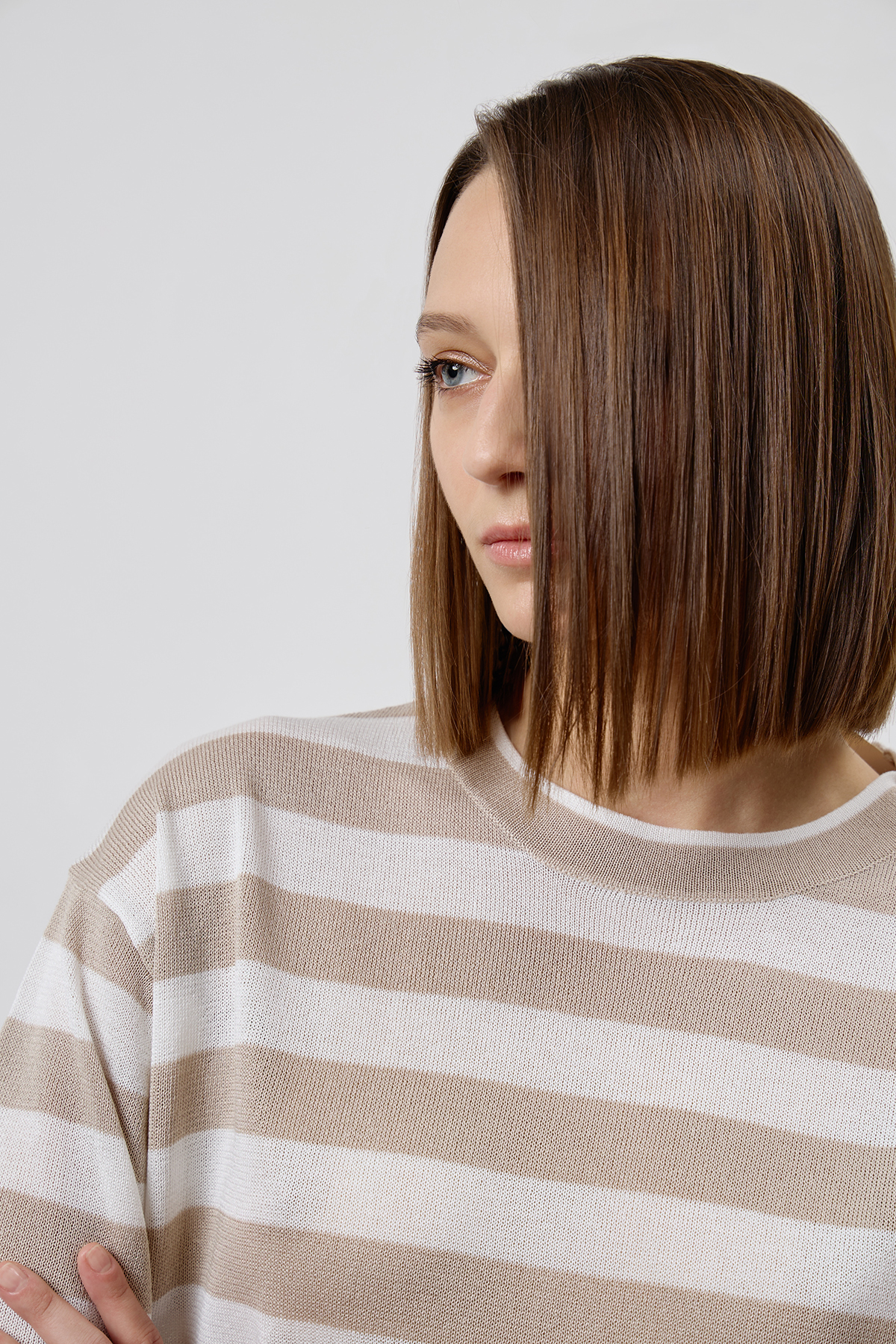 Джемпер в полоску из вискозы и шелка VASSA CODE, пол female, цвет brown, фото №3