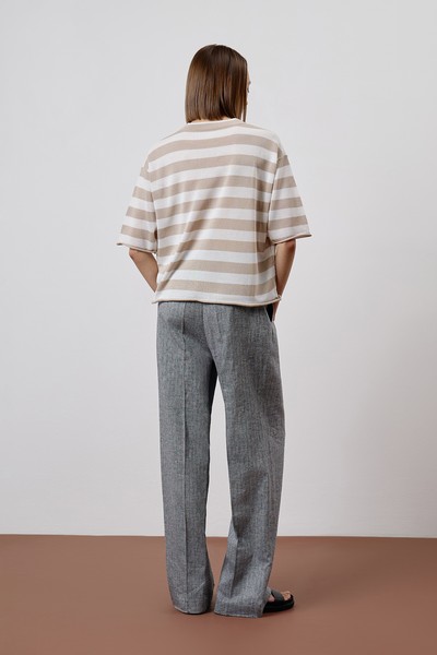 Джемпер в полоску из вискозы и шелка VASSA CODE, пол female, цвет brown, фото №4