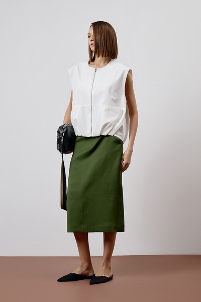 Юбка с запахом на спинке VASSA CODE, пол женский, цвет зеленый, фото №2